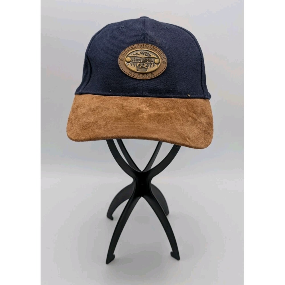 Midnight Sun Express Train Alaska Blue Tan Cap Hat Strapback